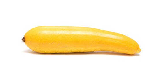 Ripe yellow zucchini on a white background.