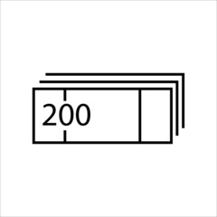 A pack of two hundred bills. Thin lines illustrator