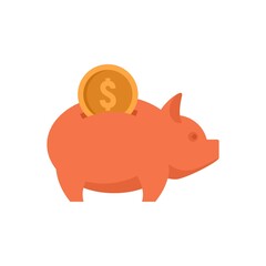 Crowdfunding piggy bank icon flat isolated vector