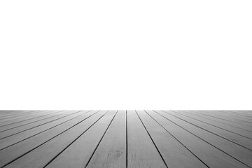 Empty room white cement wall cover with floor wood table. Gray wood table dark background. grey old rough wooden floor perspective interior