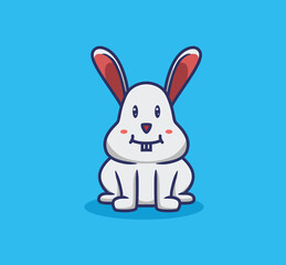 Cute cartoon rabbit sitting. Animal Isolated Cartoon Flat Style Icon illustration Premium Vector Logo Sticker Mascot
