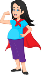 strong pregnant woman isolated on white background