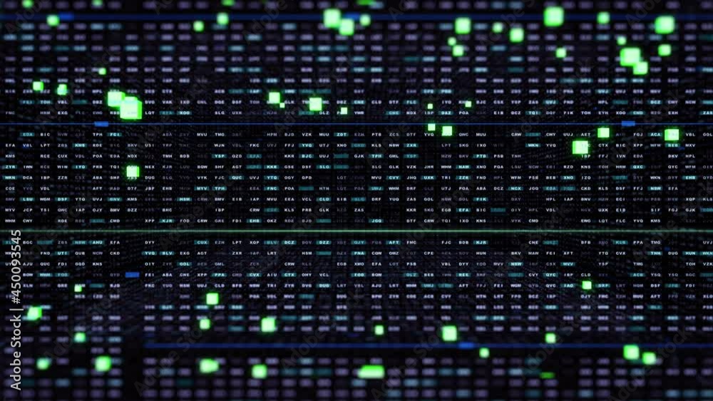 Poster Digital Sampling Text Big Data Flowing Technology Information. HUD Futuristic Cyber Code Box Sampling Simulation 4K Motion Background.