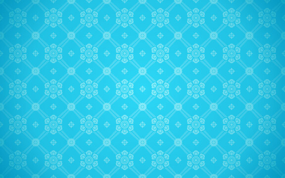 Luxury Thai pattern light blue background vector illustration. lai Thai flower element pattern.