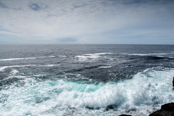 Powerful wave at the coast of Inishmore, Aran Islands, County Galway, Ireland. Irish landscape
