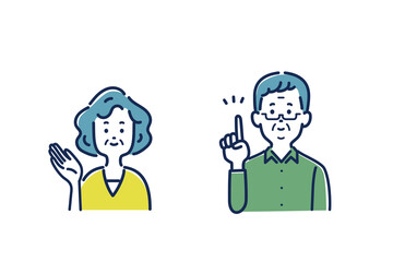 シニア男女のイラスト素材