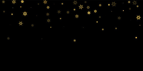 Falling Snow flakes golden pattern Holiday Vector