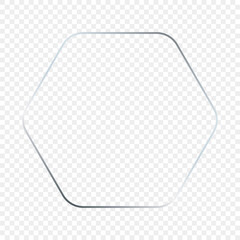 Silver glowing rounded hexagon frame