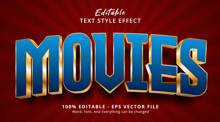Obraz premium Editable text effect, Movies text on headline gaming style effect