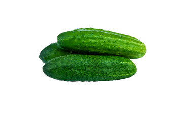 Green cucumbers isolated on a white background close-up