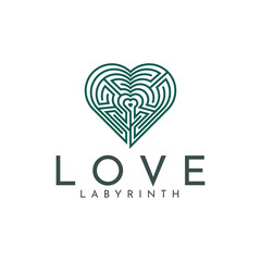Love labyrinth logo vector. Simple, minimal and modern.