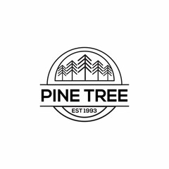 Pine tree logo template vintage