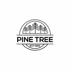 Pine tree logo template vintage