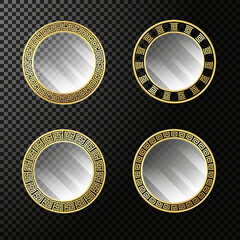 Set realistic mirrors with Greek Key gold frame