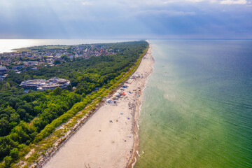 Aerial landscape of the Jastaria town on the Hel peninsula at summer. Poland.