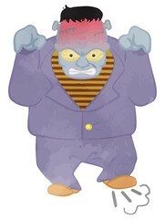 Happy Halloween angry cute Frankenstein illustration