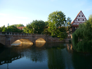 Fototapeta na wymiar Nürnberg, Deutschland: Die Maxtorbrücke an der Pegnitz