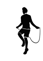 continuous drawing black silhouette, jumping rope