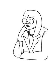One continuous line drawing, girl modeling poses