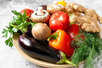 Fasting mimicking diet food. FMD to improve health and lose weight. A mix of vegetables, nuts,...
