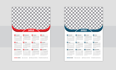 Print Ready One Page wall calendar template design for 2022, Week starts on Sunday calendar design 2022, Print Ready singlepage wall calendar template design for 2022, Planner diary with Place for Pho