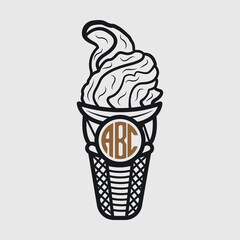 Ice Cream Circle Monogram | Ice Cream | Frozen yogurt | Summer | Sorbet | Dessert | Gelato
