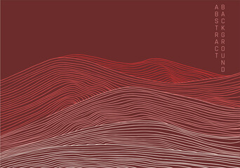 minimalist lines landscape background in asian style in red colours