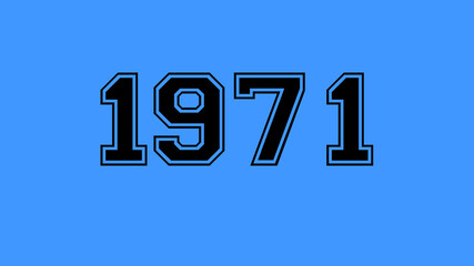 1971 number black lettering blue background