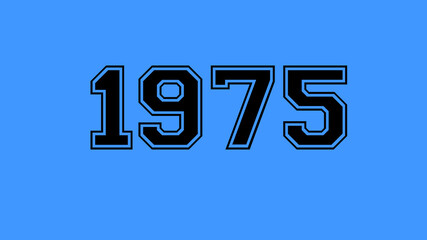 1975 number black lettering blue background