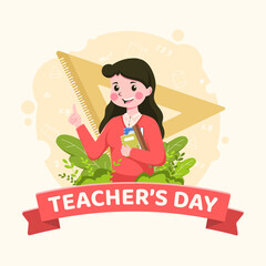 Happy teacher's day poster background concept.