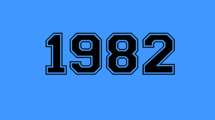 1982 number black lettering blue background
