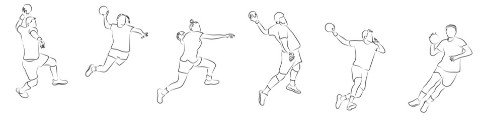 Handball Spieler Konturen Zeichnungen Sportler Vektor Grafik
