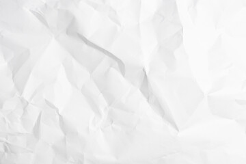 White crumpled paper texture background.