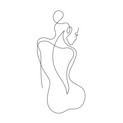 Nude woman face abstract silhouette, continuous line drawing, small tattoo, print for clothes and logo design, emblem or logo design, isolated vector illustration.  © Di Ko