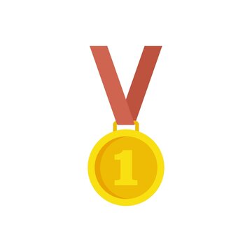 Life skills gold medal icon flat isolated vector