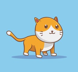 Cute Happy ginger Cat. Animal Isolated Cartoon Flat Style Sticker Web Design Icon illustration Premium Vector Logo mascot
