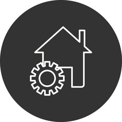Under Construction Line Circle Inverted Vector Icon Design