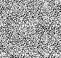 
Leopard print, black-white background cats seamless pattern.