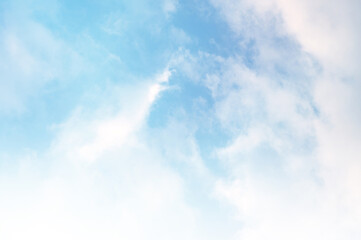 Blue sky with white cloud. The summer heaven is colorful clearing day Good weather and beautiful nature in the morning.