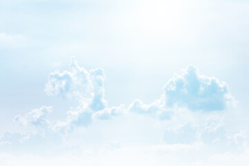 Blue sky with white cloud. The summer heaven is colorful clearing day Good weather and beautiful nature in the morning.