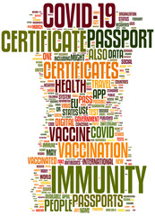 Immunity Passport - Green Pass - Coronavirus green immunity passport  and Tourism concept illustration.