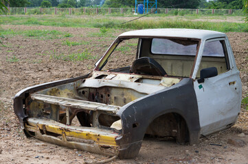 Wrecked  car on outdoor location.