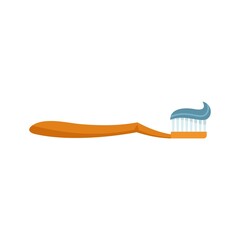 Toothbrush toothpaste icon flat isolated vector
