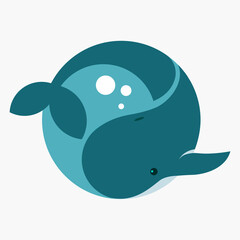 Whale Big Fish Logo Icon