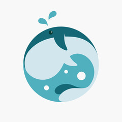 Whale Big Fish Logo Icon