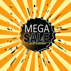 Explosive mega blowout design in pop-art style. Vector