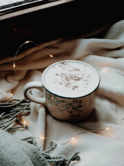 coffee in winter time - obrazy, fototapety, plakaty