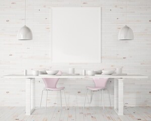 Fototapeta na wymiar 3D Mockup poster in Modern interior design minimal style