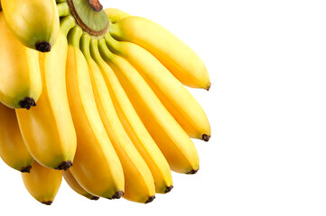 Bunch of bananas on a white background. Delicious ripe bananas.
