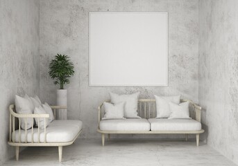 3D Mockup poster in Modern interior design minimal style